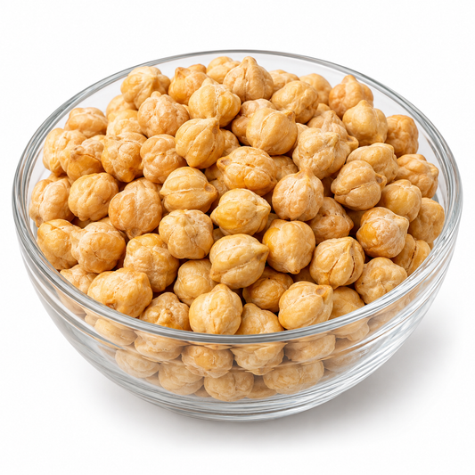 Iranian roasted chickpeas in a glass bowl