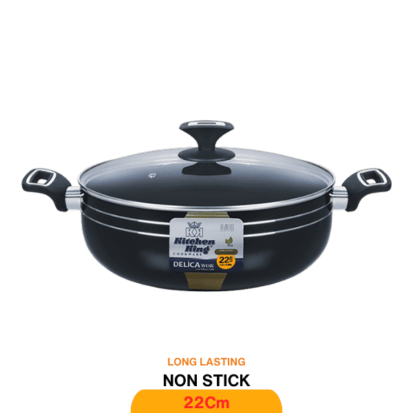 KITCHEN KING DELICA WOK (GLASS LID) 22CM - Nazar Jan's Supermarket