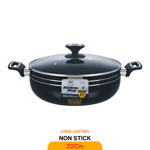 KITCHEN KING DELICA WOK (GLASS LID) 22CM - Nazar Jan's Supermarket