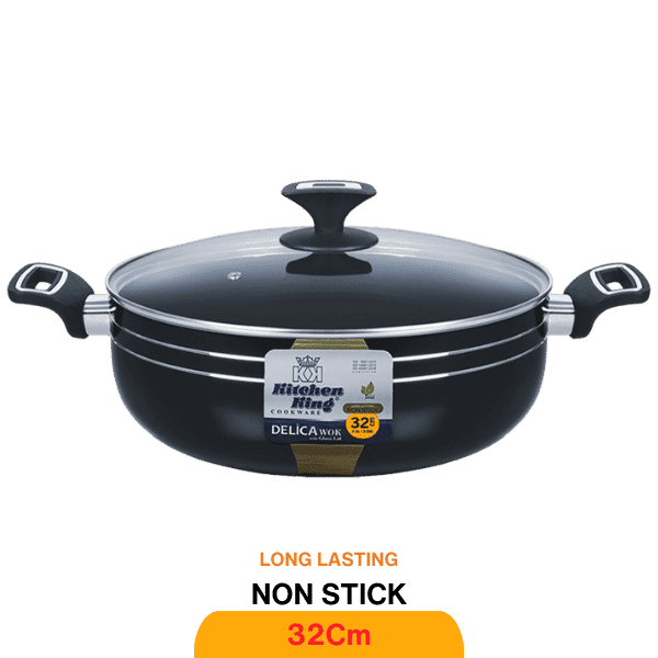 KITCHEN KING DELICA WOK (GLASS LID) 32CM - Nazar Jan's Supermarket