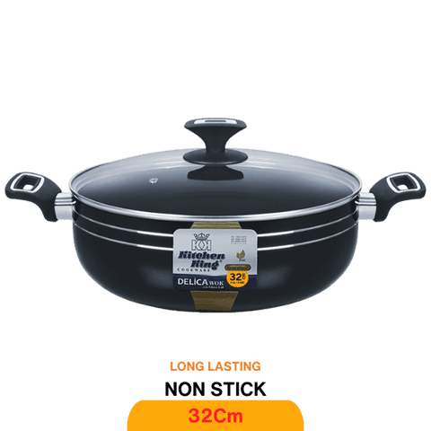 KITCHEN KING DELICA WOK (GLASS LID) 32CM - Nazar Jan's Supermarket