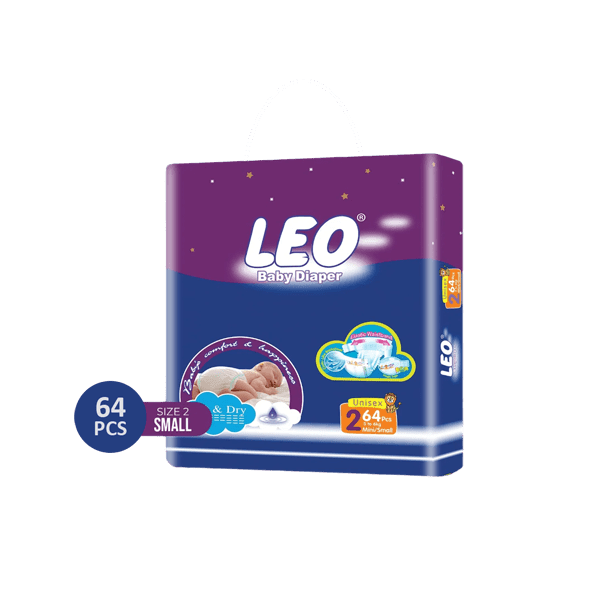 LEO BABY DIAPER SIZE 2 MINI/SMALL 3-6 KG 64PCS - Nazar Jan's Supermarket