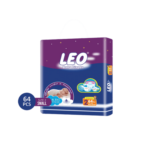 LEO BABY DIAPER SIZE 2 MINI/SMALL 3-6 KG 64PCS - Nazar Jan's Supermarket