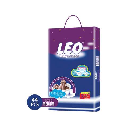 LEO BABY DIAPER SIZE 3 MIDI MEDIUM 4-9 KG 44PCS - Nazar Jan's Supermarket