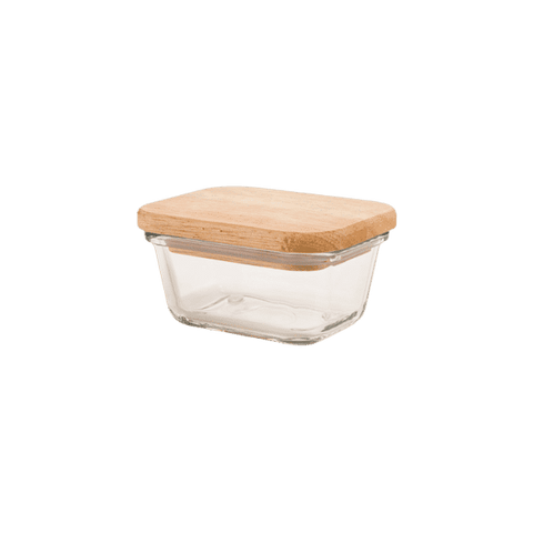 LIMON GLASS CONTAINER WITH WOODEN LID 180ML - Nazar Jan's Supermarket