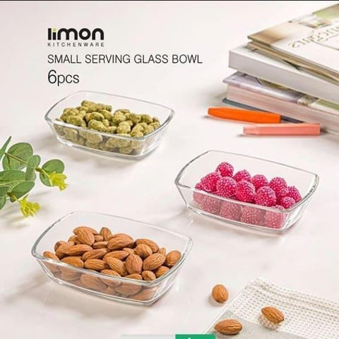 LIMON SMALL SERVING GLASS BOWL 6PCS - Nazar Jan's Supermarket