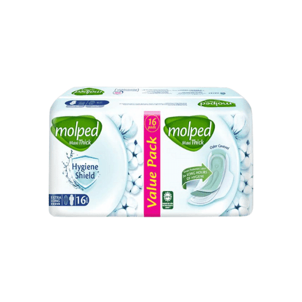 MOLPED MAXI THICK HYGIENE SHIELD EXTRA LONG 16 PADS - Nazar Jan's Supermarket