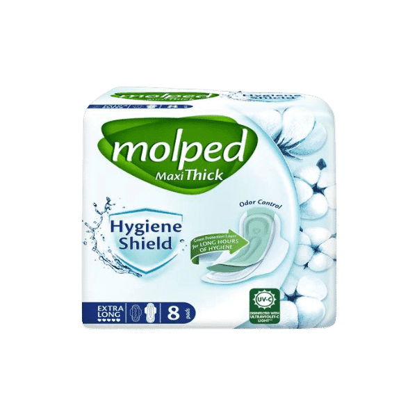 MOLPED MAXI THICK HYGIENE SHIELD EXTRA LONG 8 PADS - Nazar Jan's Supermarket