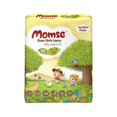 MOMSE BABY DIAPERS M-3 MIDI 6-11 KG 60PCS - Nazar Jan's Supermarket