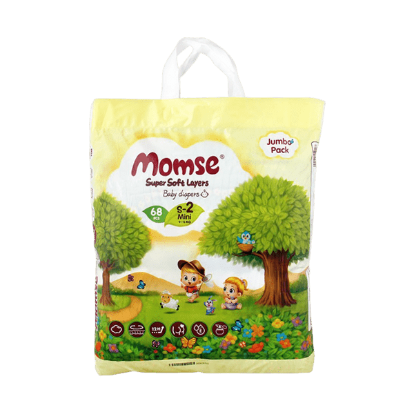 MOMSE BABY DIAPERS S-2 MINI 4-8 KG 68PCS - Nazar Jan's Supermarket