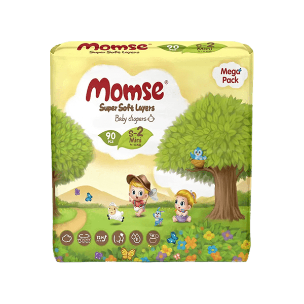 MOMSE BABY DIAPERS S-2 MINI 4-8 KG 90PCS - Nazar Jan's Supermarket