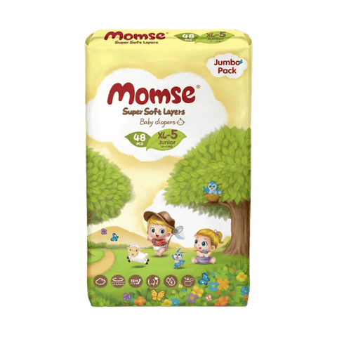 MOMSE BABY DIAPERS XL-5 JUINOR 12-17 KG 48PCS - Nazar Jan's Supermarket