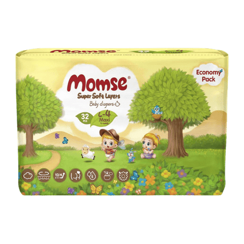 MOMSE DIAPERS L-4 MAXI 9-14KG ECONOMY PACK 32PCS - Nazar Jan's Supermarket