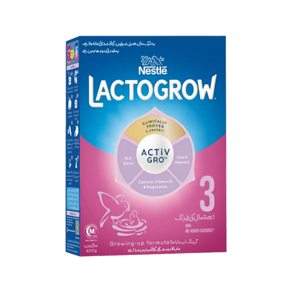 NESTLE LACTOGROW 3, 400G (1 TO 3 YEARS) - Nazar Jan's Supermarket