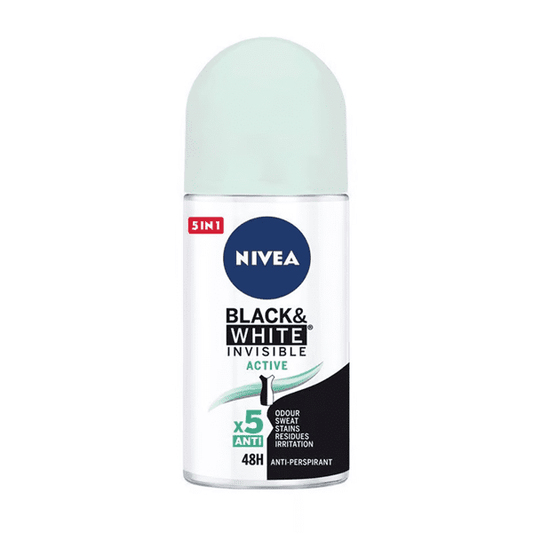 NIVEA BLACK & WHITE DEODORANT ROLL ON 50ML - Nazar Jan's Supermarket