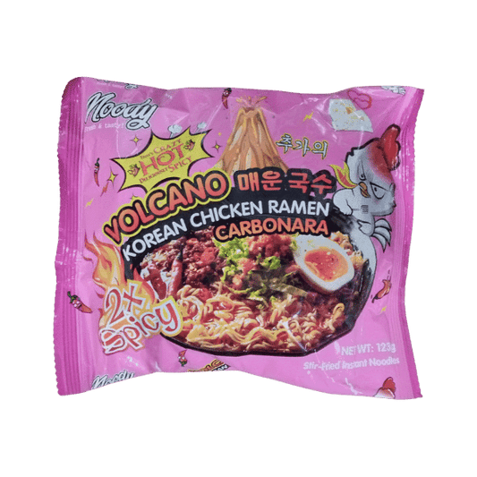 NOODY VOLCANO KOREAN CHICKEN FLAVOR RAMEN CARBONARA NOODLES 123GM - Nazar Jan's Supermarket