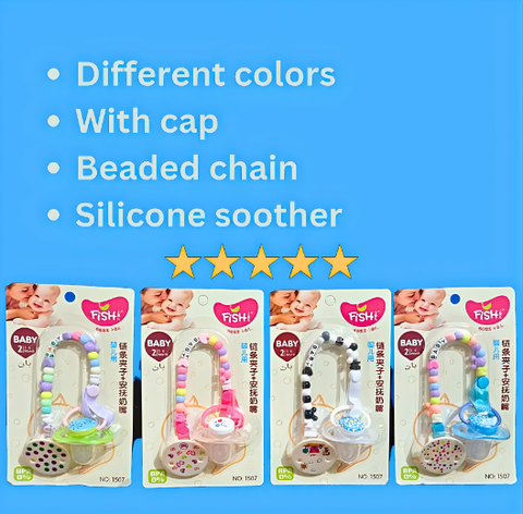 FISH BABY PACIFIER WITH CLIPNO:1507