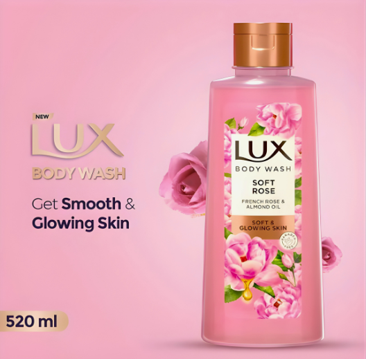 LUX BODY WASH SOFT ROSE FRENCH ROSE & ALMOND OIL 520ML