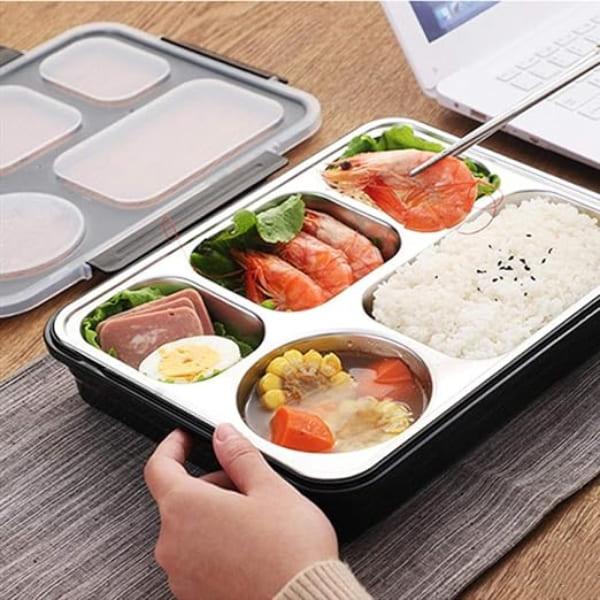 STAINLESS STEEL 5 COMPARTMENT LUNCH BOX - Nazar Jan's Supermarket