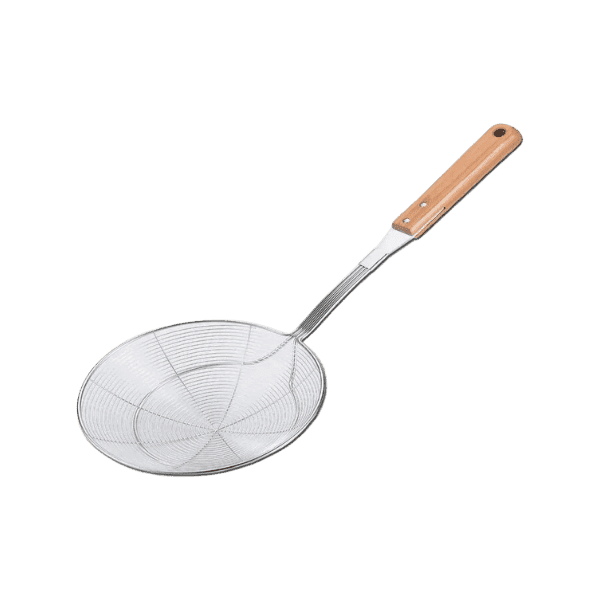 STAINLESS STEEL WOODEN HANDLE STRAINER 18CM - Nazar Jan's Supermarket