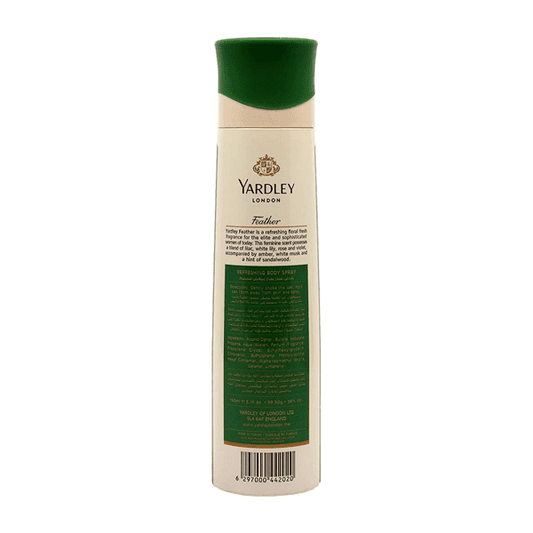 YARDLEY LONDON FEATHER BODY SPRAY 150ML - Nazar Jan's Supermarket