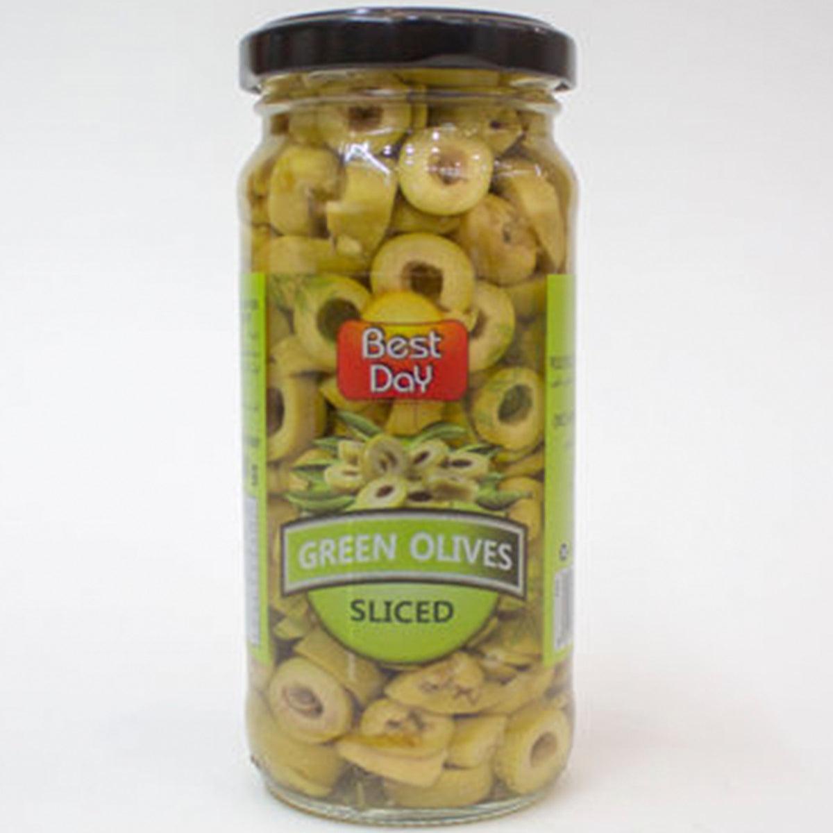 BEST DAY GREEN OLIVES SLICED 230GM - Nazar Jan's Supermarket