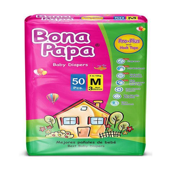 BONA PAPA PRO PLUS MEDIUM DIAPER 50PCS – Nazar Jan's Supermarket