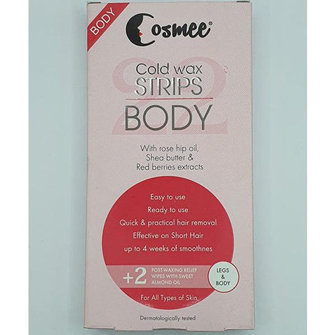 COSMEE COLD WAX STRIPS FACE WITH ROSE HIP OIL SHEA BUTTER RED BERRIES FACE WAX STRIPS - Nazar Jan's Supermarket