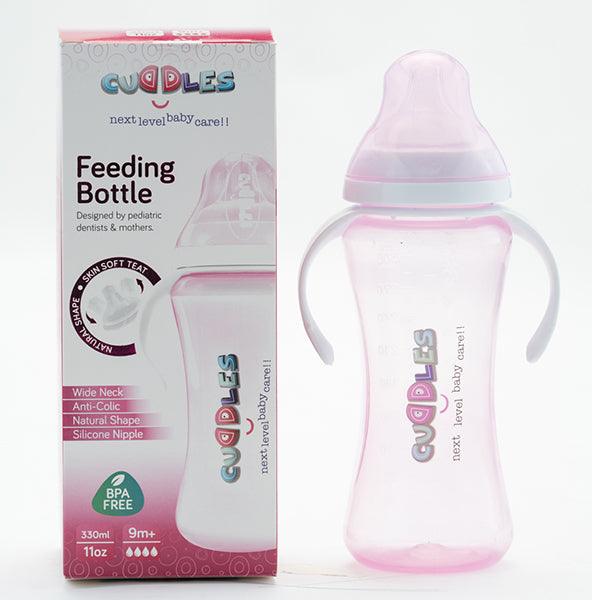 CUDDLES FEEDING BOTTLE PINK 9M+ 330ML - Nazar Jan's Supermarket