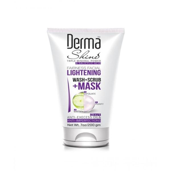 DERMA SHINE LIGHTENING WASH+SCRUB+MASK 200GM - Nazar Jan's Supermarket