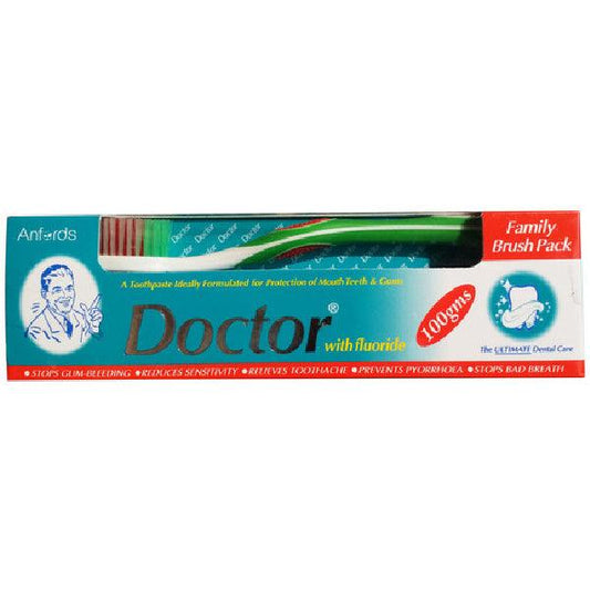 DOCTOR FLORIDE TOOTH PASTE FAMILY W/BRUSH 100GM - Nazar Jan's Supermarket