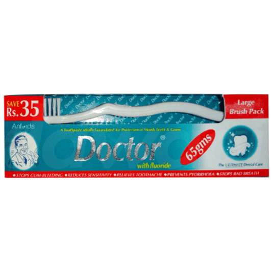 DOCTOR FLUORIDE TOOTH PASTE BIG SAVER WITH BRUSH 220GM - Nazar Jan's Supermarket