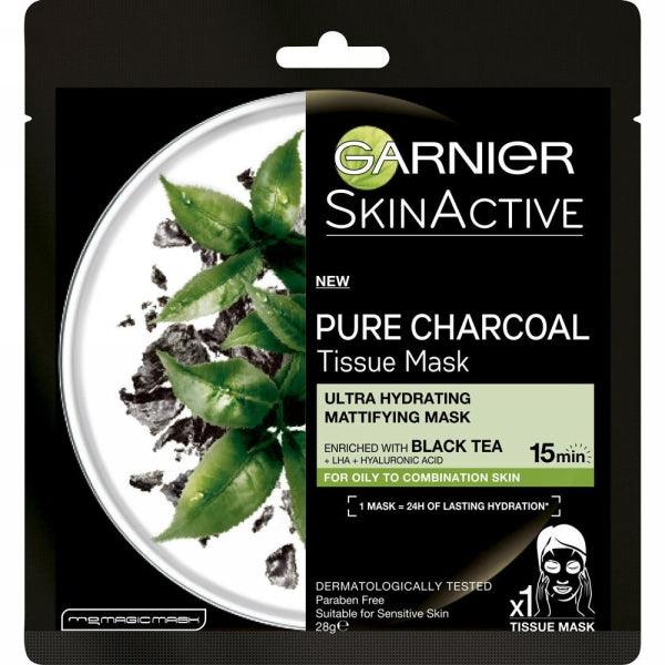 GARNIER SKIN ACTIVE PURE CHARCOAL MASK BLACK TEA 32GM - Nazar Jan's Supermarket