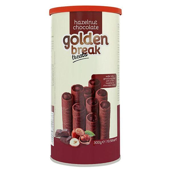 GOLDEN BREAK TREATS WAFER HAZELNUT CHOCOLATE 135GM - Nazar Jan's Supermarket