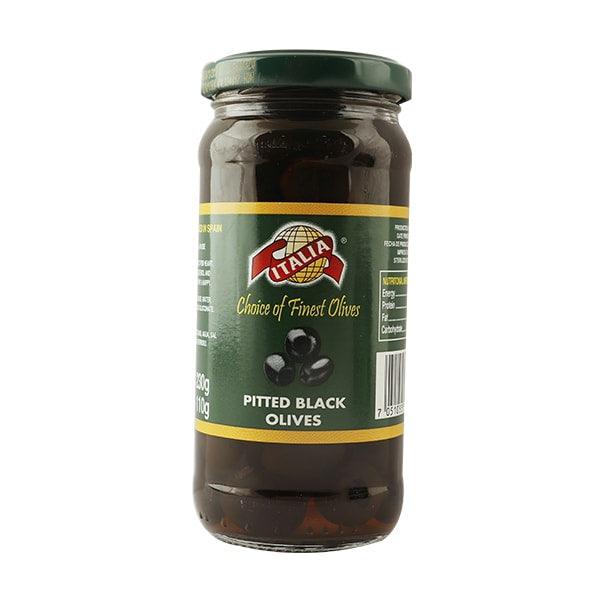 ITALIA PITTED BLACK OLIVES 430GM - Nazar Jan's Supermarket