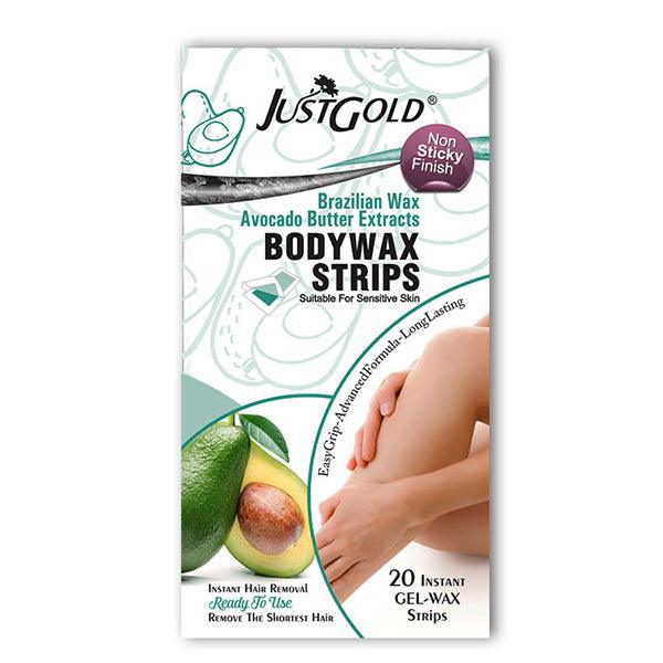 JUST GOLD BODY WAX STRIPS AVOCADO BUTTER EXTRACTS 20 STRIPS LARGE - Nazar Jan's Supermarket