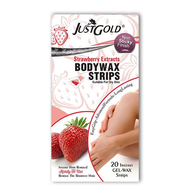 JUST GOLD BODY WAX STRIPS STRAWBERRY EXTRACTS 20 STRIPS LARGE - Nazar Jan's Supermarket