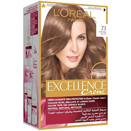 LOREAL EXCLLENCE HAIR COLOR 7.1 ASH BLONDE - Nazar Jan's Supermarket