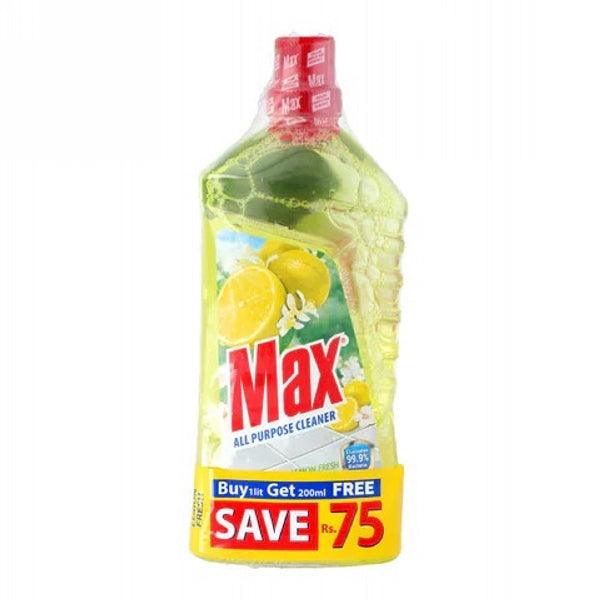 MAX ALL PURPOSE CLEANER LEMON FRESH 1000ML GET 200ML - Nazar Jan's Supermarket