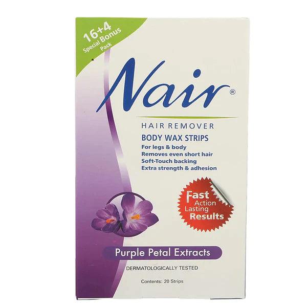 NAIR BODY WAX STRIPS PURPLE PETAL 20 STRIPS - Nazar Jan's Supermarket