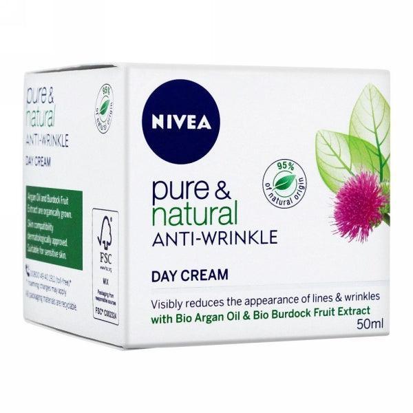 NIVEA PURE & NATURAL ANTI-WRINKLE DAY CREAM 50ML - Nazar Jan's Supermarket