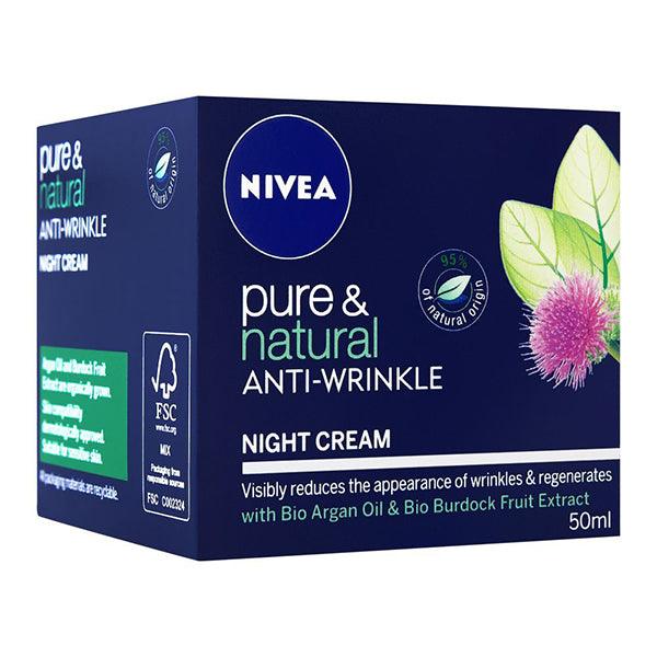 NIVEA PURE & NATURAL ANTI-WRINKLE NIGHT CREAM 50ML - Nazar Jan's Supermarket