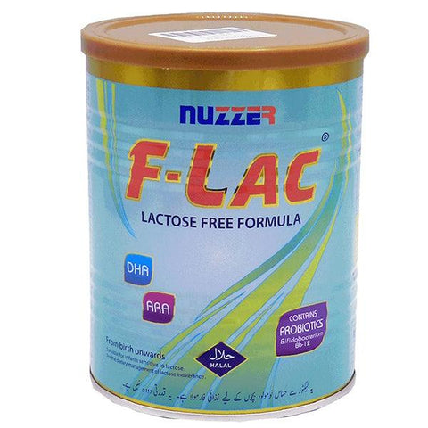 NUZZER F-LAC LACTOSE FREE FORMULA FOR INFANTS DHA 300GM - Nazar Jan's Supermarket