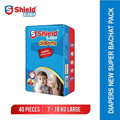 SHIELD BABY DIAPER SUPER BACHAT LARGE 40PCS - Nazar Jan's Supermarket