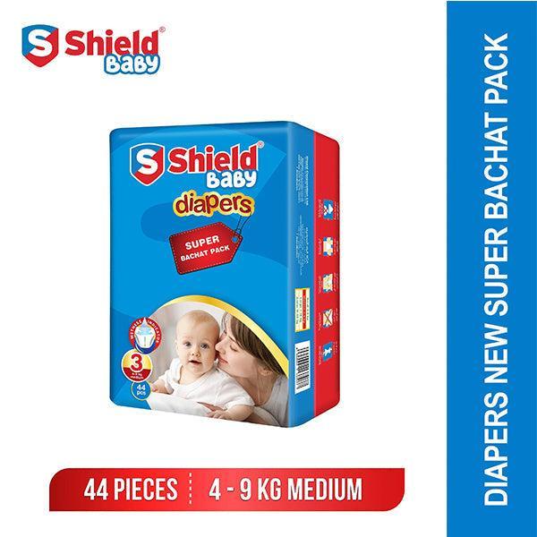 SHIELD BABY DIAPERS SUPER BACHAT MEDIUM 44PCS - Nazar Jan's Supermarket