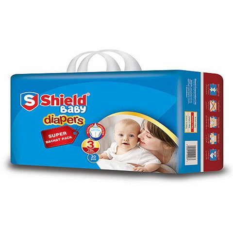 SHIELD BABY DIAPERS SUPER MEDIUM PACK 30PCS - Nazar Jan's Supermarket