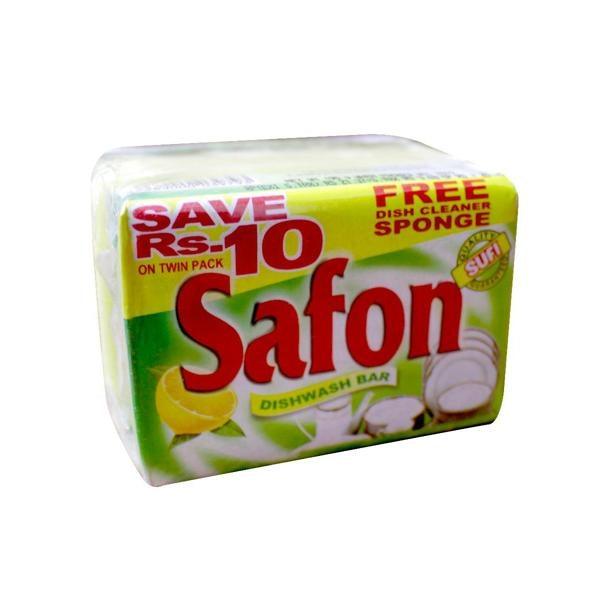 SUFI SAFON DISHWASH BAR 2X195 FREE SPONGE - Nazar Jan's Supermarket