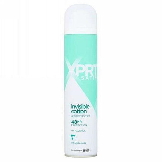 TESCO XPRT SATIN INVISIBLE COTTON ANTIPERSPIRANT DEODORANT 250ML - Nazar Jan's Supermarket