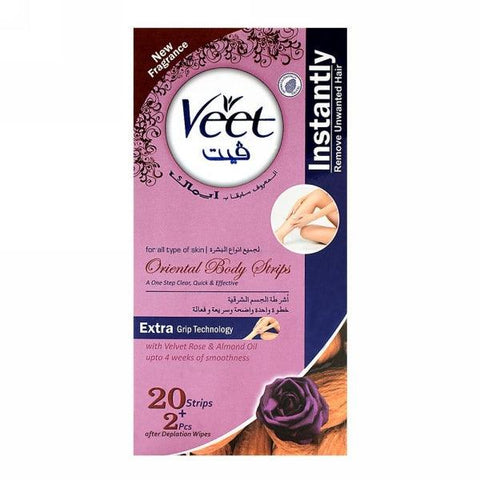 VEET BODY STRIPS WITH VELVET ROSE & ALMOND OIL 22S - Nazar Jan's Supermarket